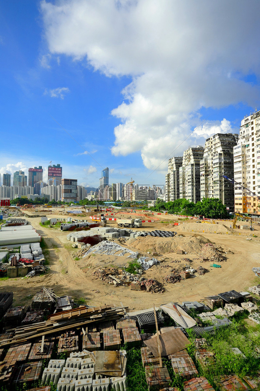 城市建筑工地金属蓝色合作机械头盔工作生长起重机劳动工人图片