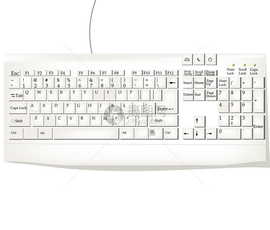 白色键盘按钮钥匙外设塑料技术灰色电脑图片