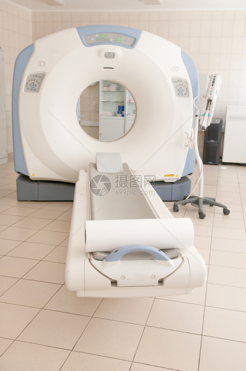 CAT 扫描机环境检查诊断电影电脑扫描x射线白色医院桌子图片
