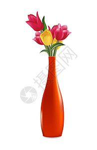 花瓶中的图lips个性花朵插图红色植物花瓣季节礼物橙子绿色插画