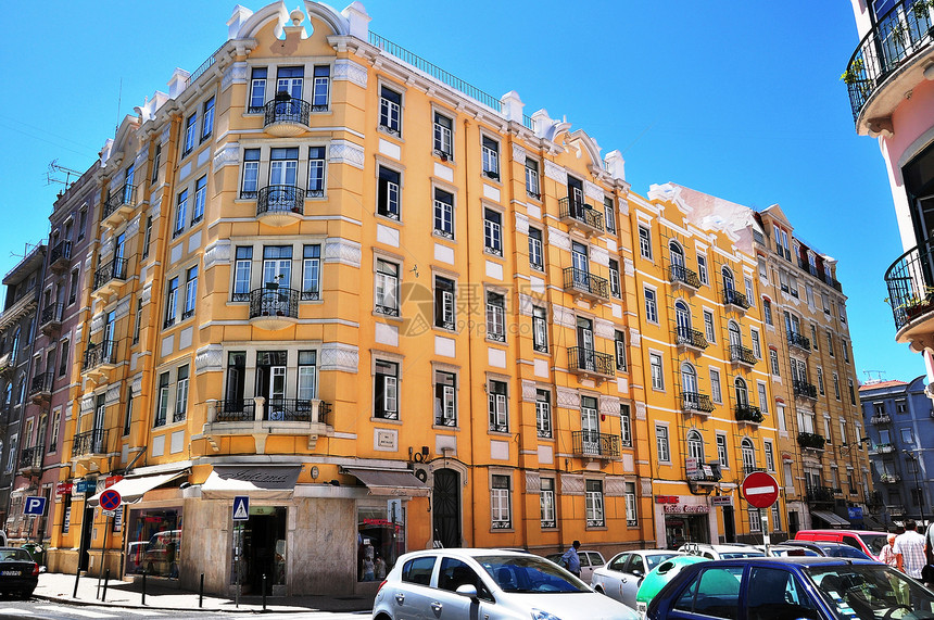 里斯本市历史建筑学装饰首都房子眼睛场景蓝色街道城市图片