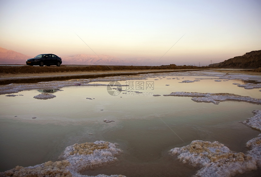 日落时死海药品沙漠环境圣经地球温泉太阳编队全景地形图片