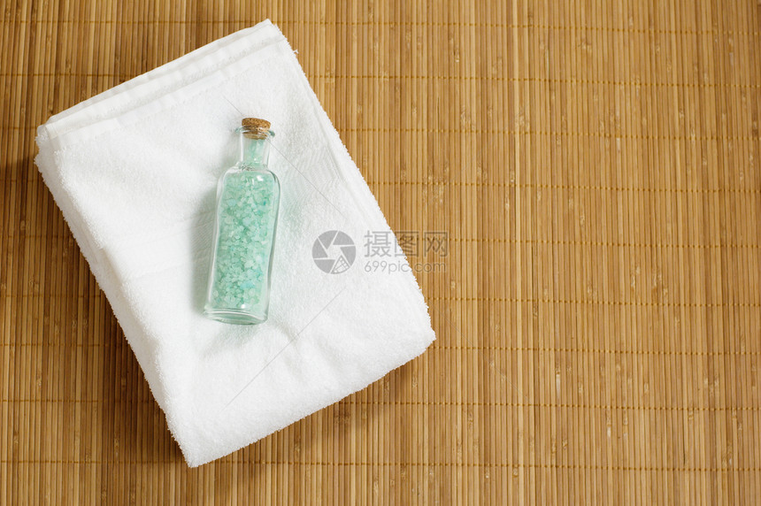 斯帕场景软木治疗宏观瓶子奢华温泉福利毛巾卫生清洁度图片