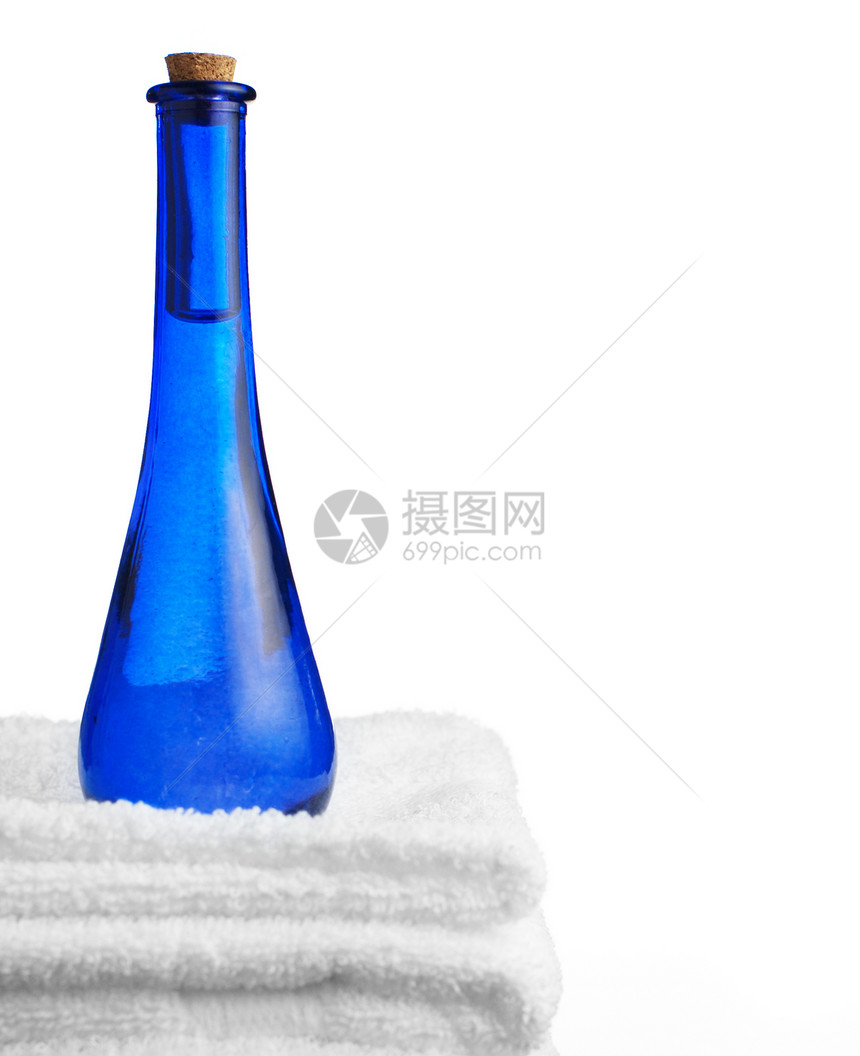 斯帕场景棉布福利展示宏观化妆品温泉洗发水奢华蓝色毛巾图片