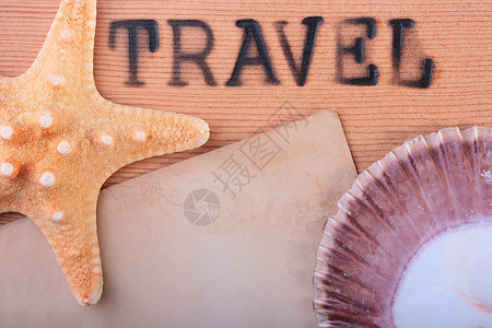 热贴贴贴邮票旅行旅游上诉海星冲压广告木板木头休息壁板热的高清图片素材