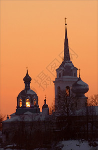 的教堂穹顶地标建筑天空阳光教会宗教日落太阳高清图片