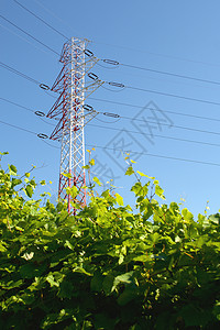 电镀工业蓝天电压电线活力金属电力线路传播工程电缆高清图片素材