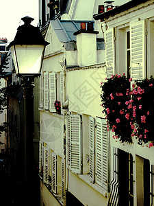 巴黎蒙马特房屋街道背景图片