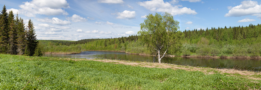 河岸上孤单的白板 全景图片