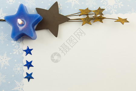 蓝色星星空白圣诞卡背景图片