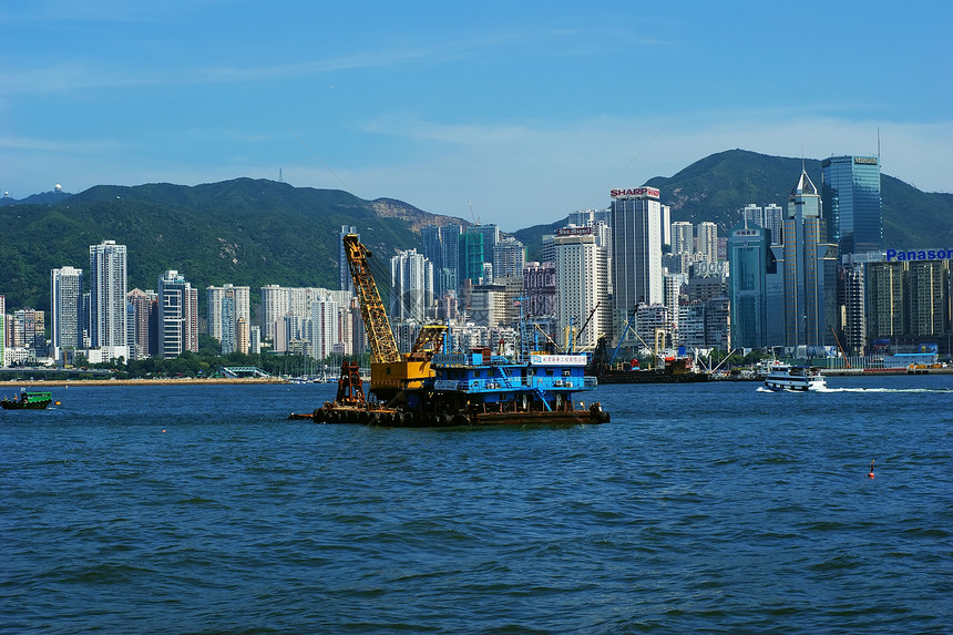 维多利亚港汽船渡船舰队轮船木桩建筑港口图片