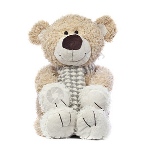 快乐的泰迪熊动物棕色玩具玩具熊填充白色背景图片