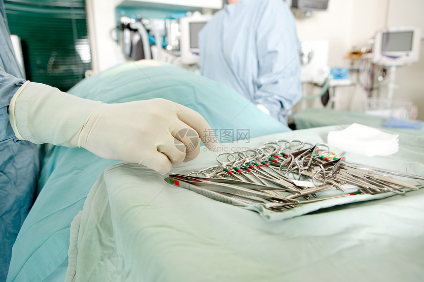 手术细节乐器团队专家医院病人药品外科治疗工具蓝色图片