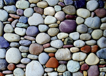 石墙纹理紫色背景卵石灰色岩石鹅卵石建筑橙色石头背景图片