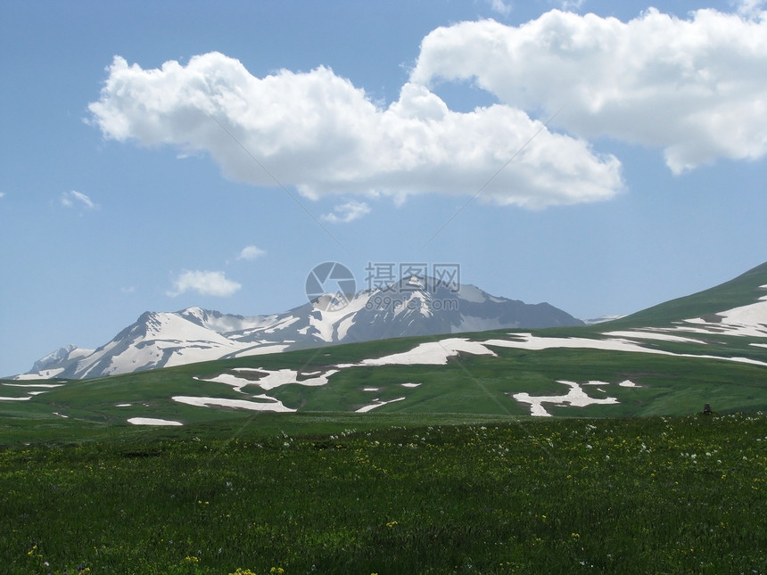 阿尔卑斯山草原风景花朵距离路线植被斜坡山丘冰川天空旅游图片