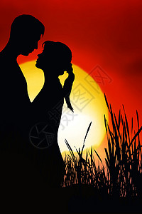罗姆夫妇太阳阴影两人月亮投标夫妻奉献月光拥抱迷恋两人一组高清图片素材