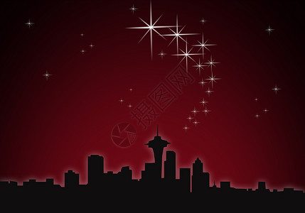 西雅图神话黑暗场景星星魔法照明夜生活城市天空故事背景图片