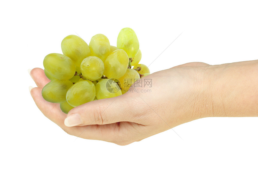 女人手中的绿葡萄图片