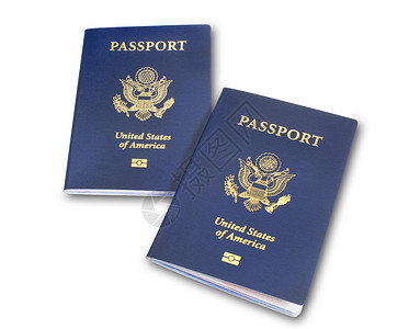 两本美国护照 孤立背景图片