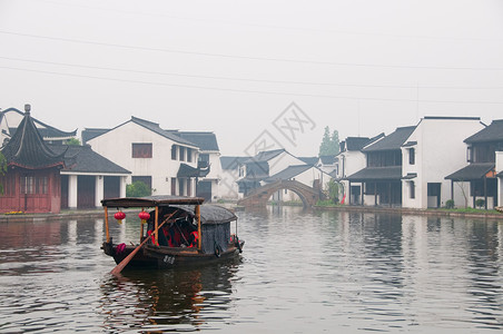 中国水镇运河渠道建筑学城市船工建筑水乡古董游客风景背景图片