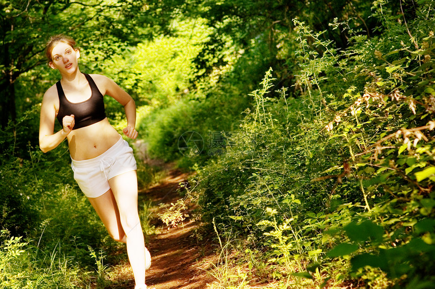 女性轨迹运行者数字跑步运动员娱乐行动训练成人慢跑赛跑者树木图片