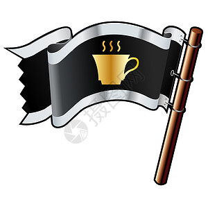 海盗旗素材海盗旗矢量上的咖啡杯背景