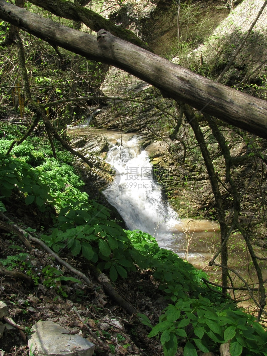 瀑布山脉树木水分岩石石头旅行全景晴天频道游览图片
