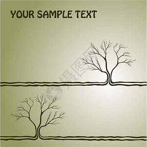 树树背景滚动曲线插图叶子植物框架生长背景图片