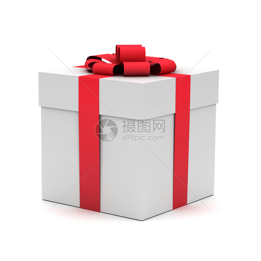 3D礼物在白色上被孤立生日包装丝带案件红色盒子惊喜纸盒环形计算机图片