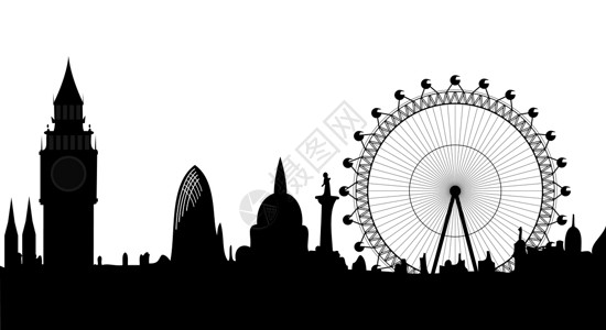 黑白伦敦大本钟伦敦全光波     矢量设计图片