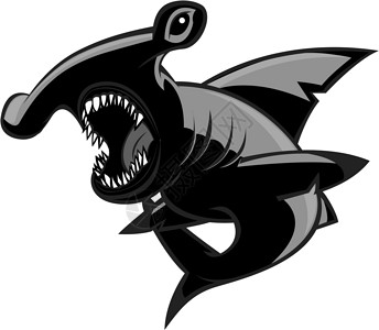 锤头鲨鱼野生动物动物卡通片海洋生物插图吉祥物背景图片