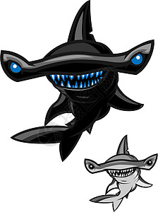 锤头鲨鱼海洋生物卡通片动物吉祥物插图野生动物背景图片