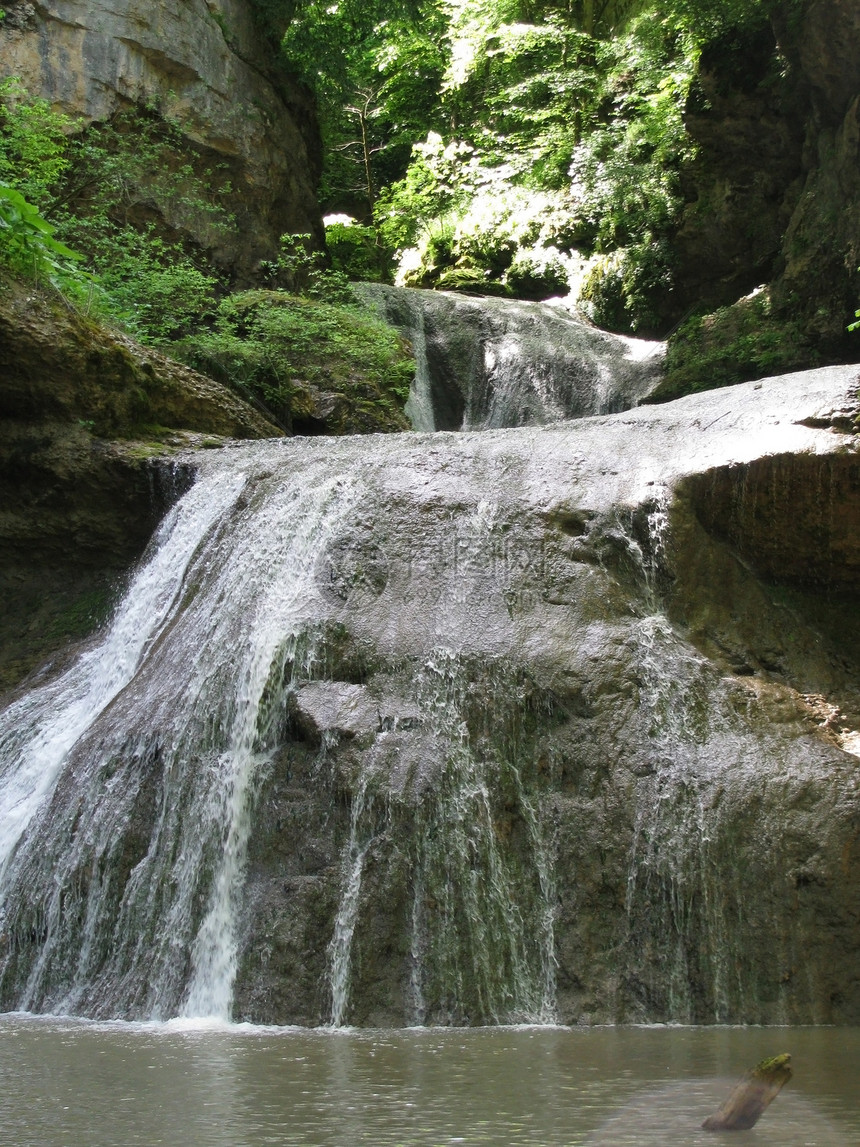 瀑布解脱全景旅行频道背景青菜石头对象风景树木图片