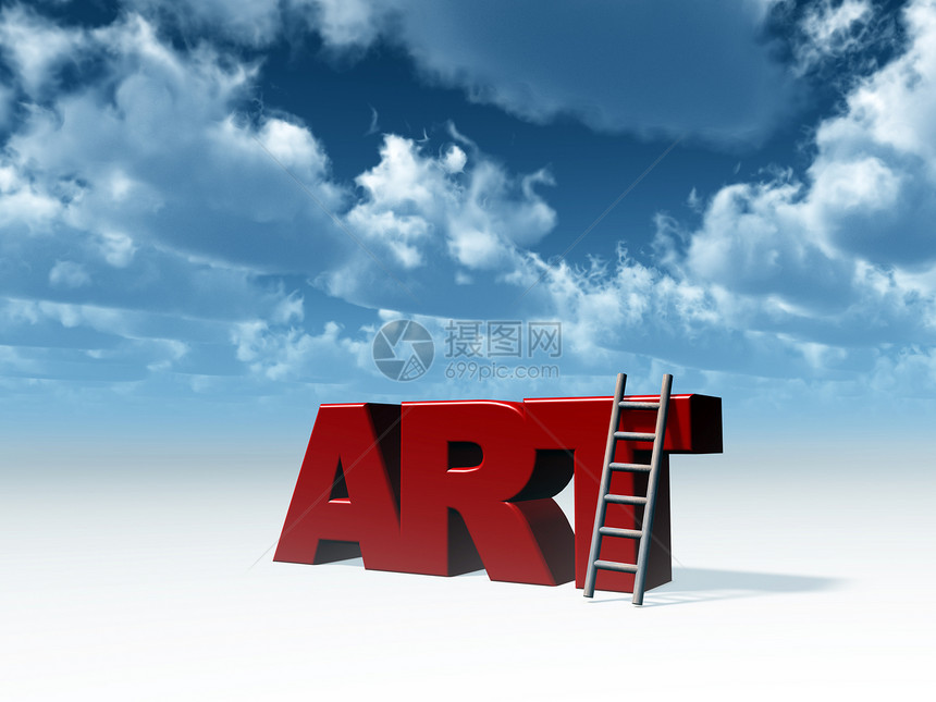 艺术艺术家红色插图创造力楼梯天空蓝色领导者图片