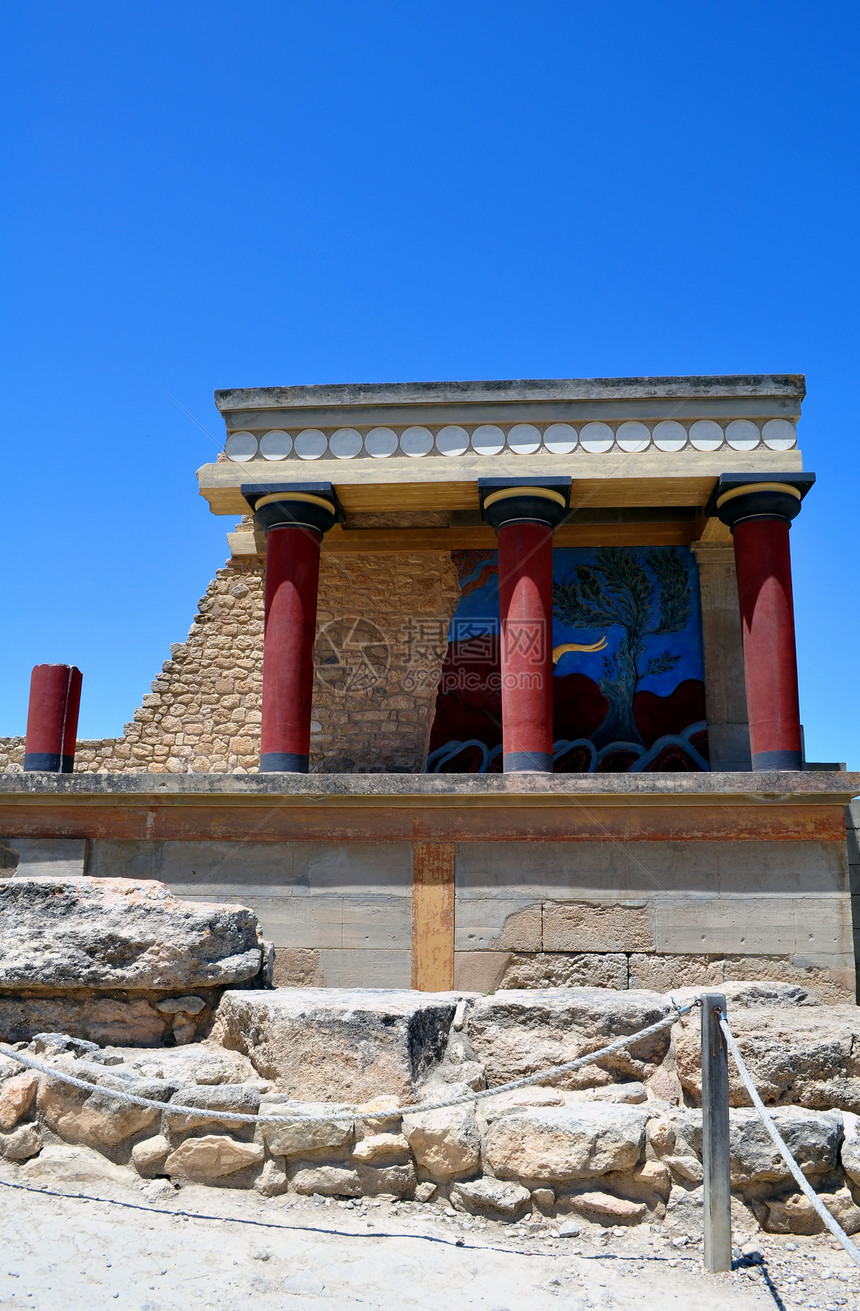 Knossos Crete的考古遗址考古学神话文明古董游客建筑学柱子废墟历史性历史图片