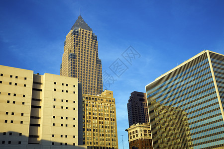俄亥俄州克利夫兰的摩天大楼办公楼名楼天际城市城市生活建筑学都市水平建筑市中心背景
