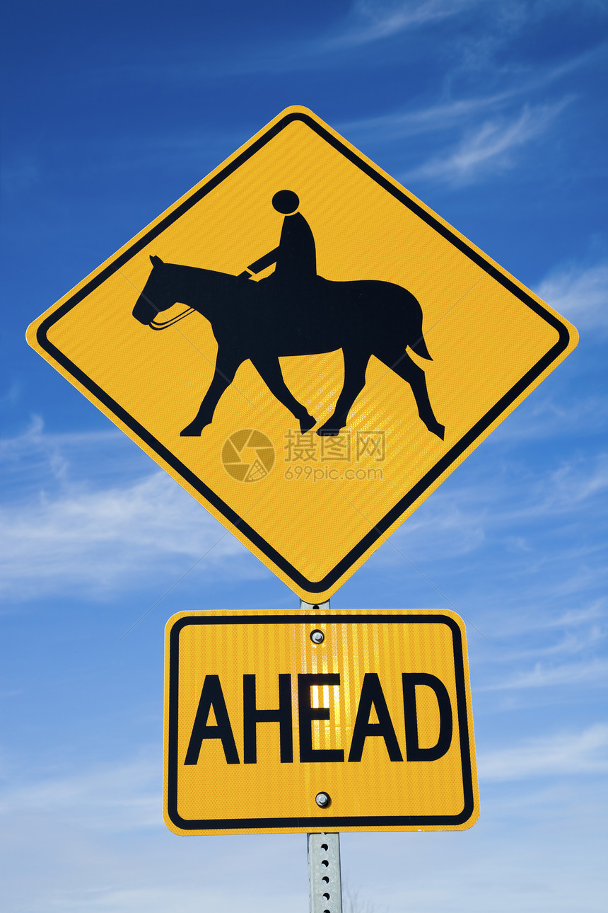 马背骑行符号蓝色安全交通警告天空黄色危险图片