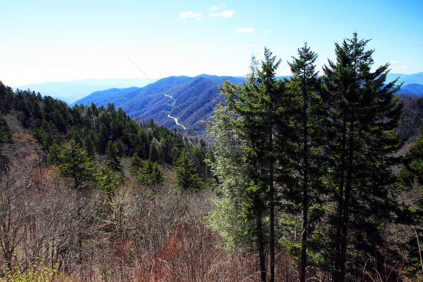 烟雾山区国家公园远足国家蓝色环境背光季节树叶旅游地质学疾病图片