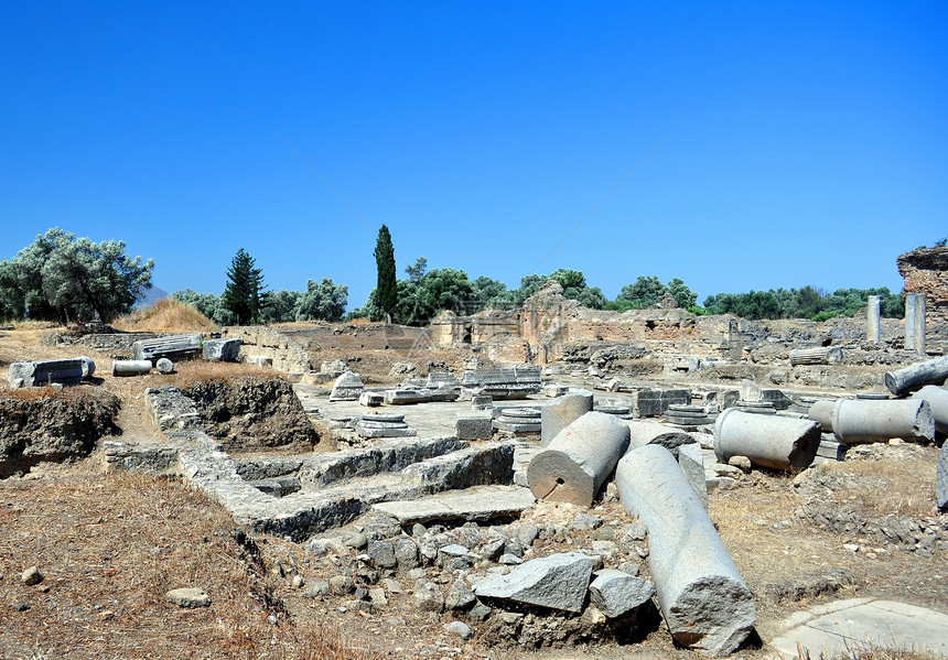 Gortyn考古遗址 古尔廷文明柱子石头历史性古董遗迹考古学挖掘遗产图片