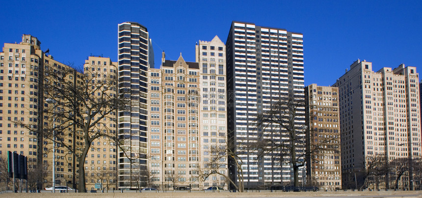 芝加哥湖岸道的建筑物都市旅游风景摩天大楼旅行结构湖岸风光建筑学建筑图片