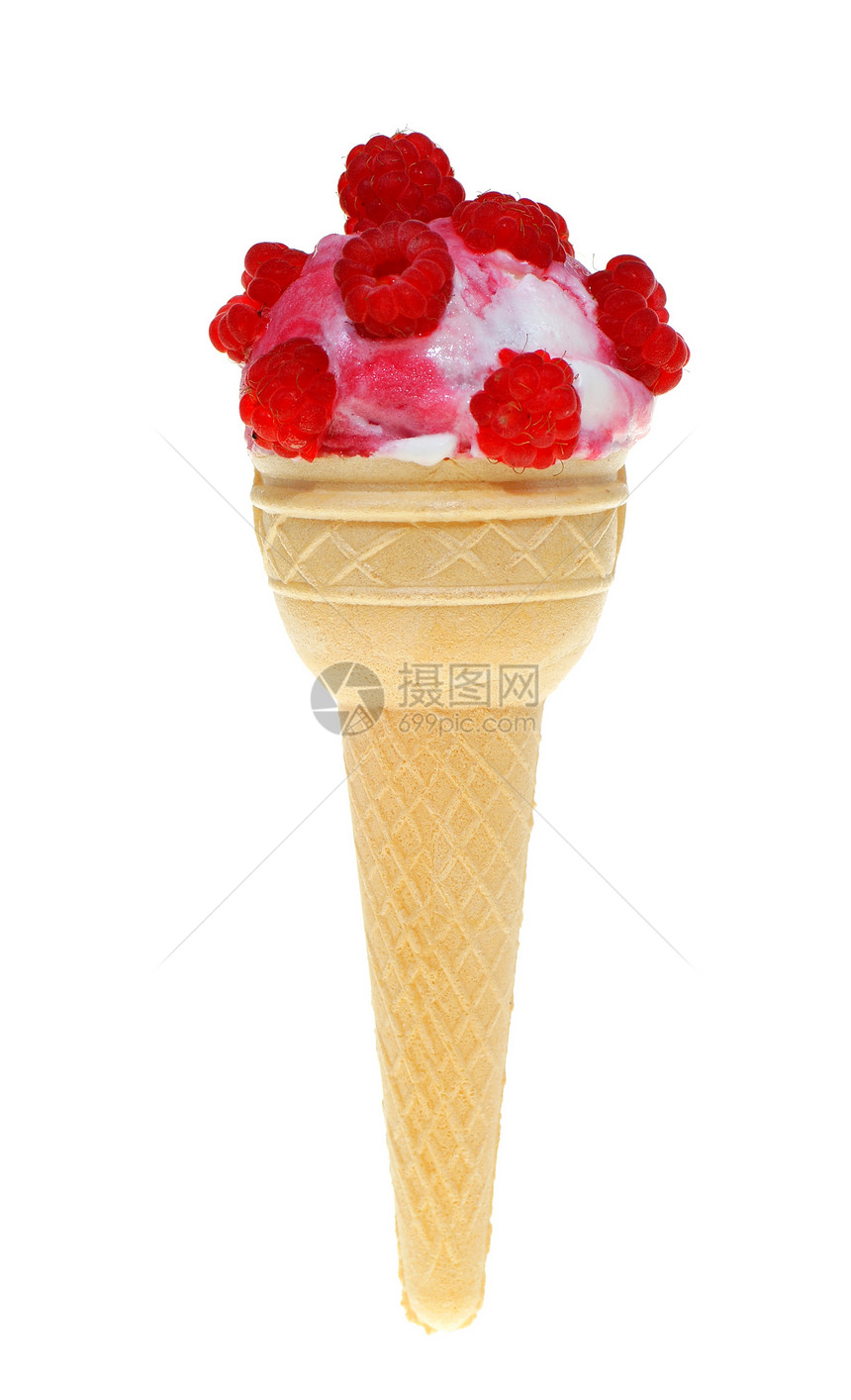 冰淇淋粉色晶圆白色水果食物短号宏观图片