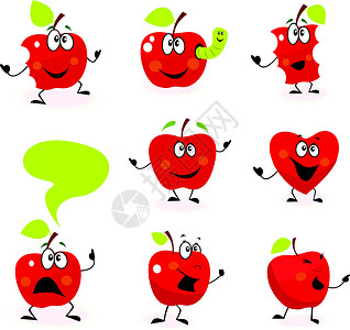 阿克苏冰糖心苹果在白色背景上孤立的有趣的红色苹果水果字符Name   label设计图片