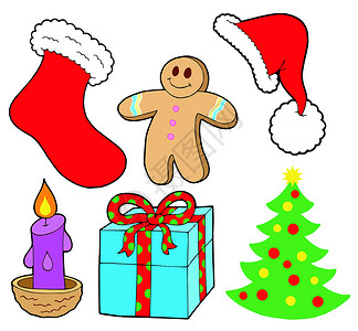 圣诞节收藏蜡烛载体季节领带面包装饰品插图艺术品季节性盒子背景图片