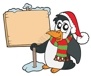 有标志的圣诞企鹅高清图片