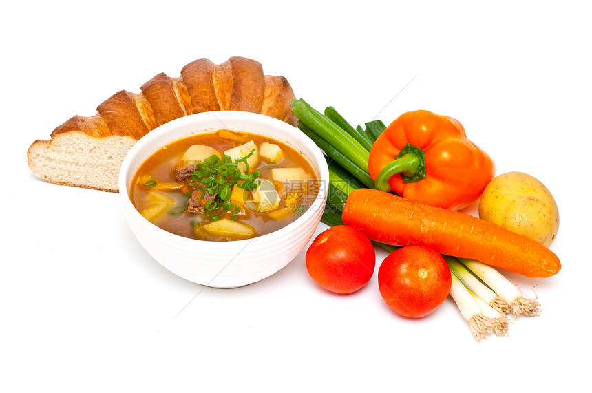 牛肉和蔬菜汤土豆平底锅香菜饮食黄色食物盘子午餐小吃胡椒图片