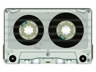 音频盒式磁带白色上隔离的磁带音频立体插图录音机歌曲袖珍立体声记录噪音音响卷轴电影背景