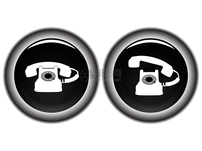 电话黑色图标对白线拨号旋转塑料喉舌胶木白色耳机磁盘乡愁图片