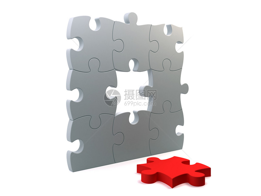 谜题墙壁游戏成功灰色数字插图商业白色红色积木联盟图片