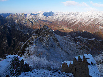 长城石头蓝色历史国际地标背景图片