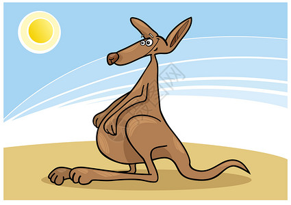 袋鼠尾巴动物插图荒野绘画野生动物卡通片漫画哺乳动物背景图片